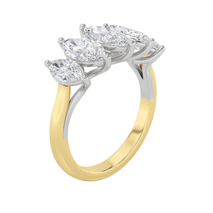 2.5CTW Marquise Lab-Grown Diamond Prong Five Stone Ring 5 Stones