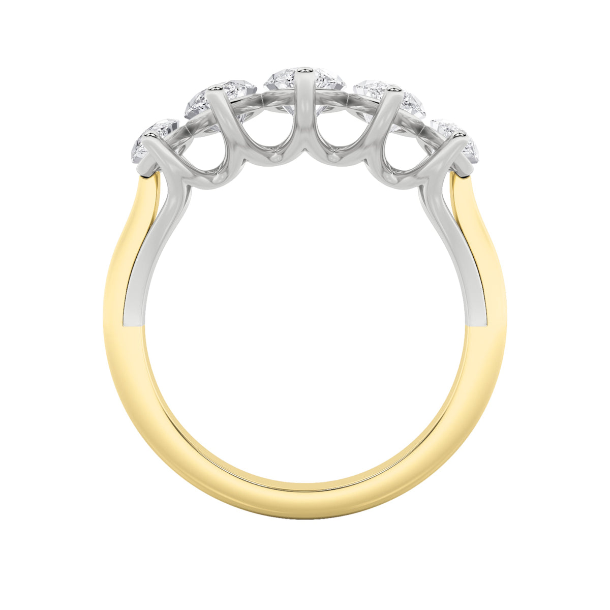 2.5CTW Marquise Lab-Grown Diamond Prong Five Stone Ring 5 Stones