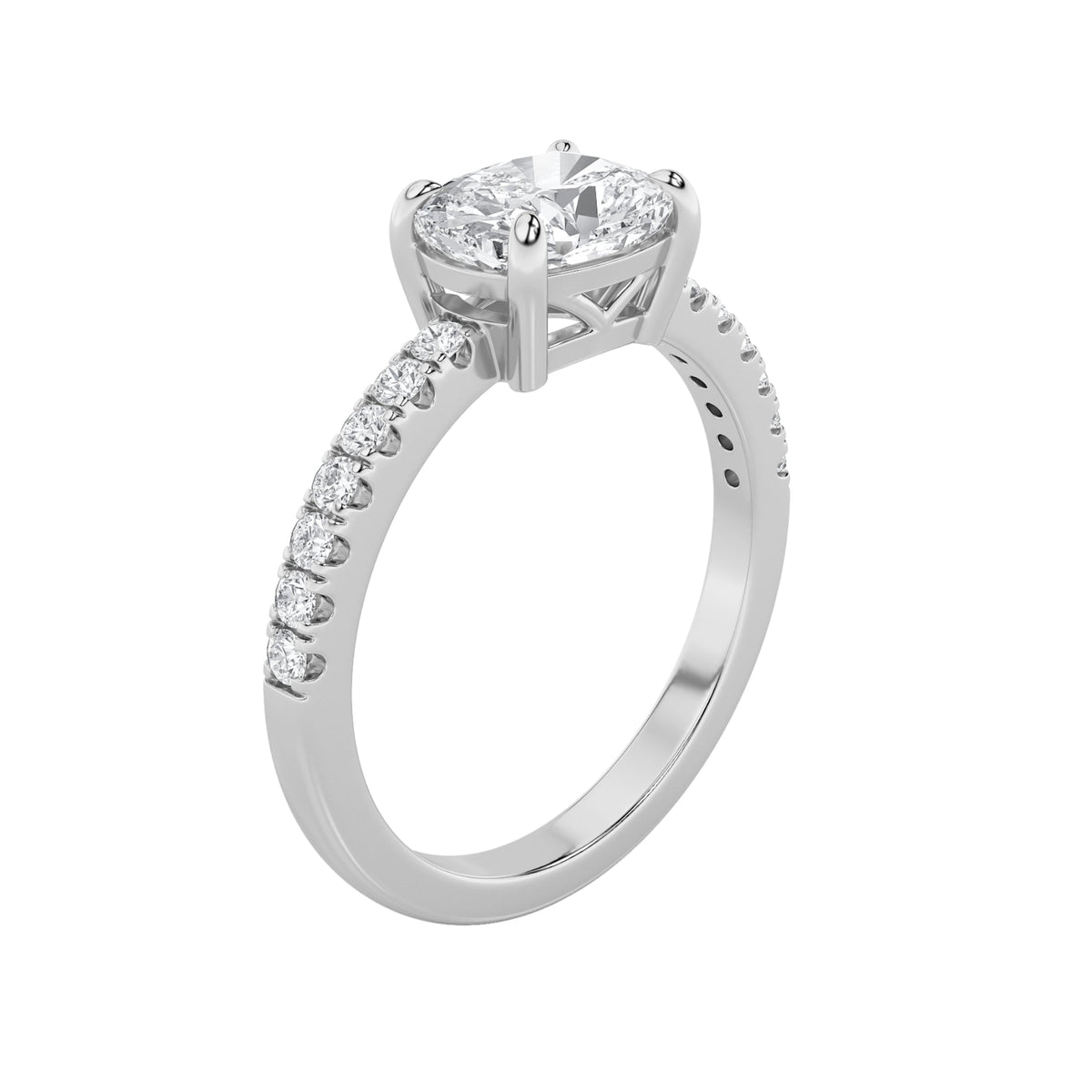 1.5CTW Elongated Cushion Lab-Grown Diamond Prong East West Accented Ring 15 Stones