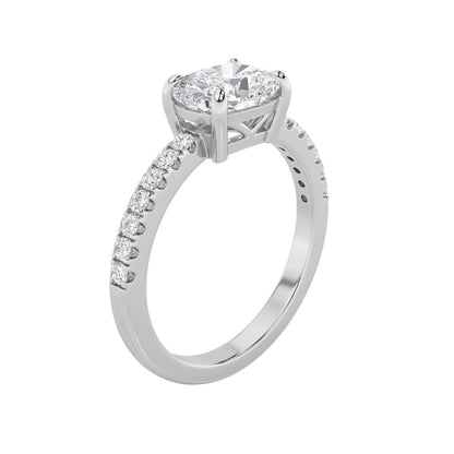 1.5CTW Elongated Cushion Lab-Grown Diamond Prong East West Accented Ring 15 Stones