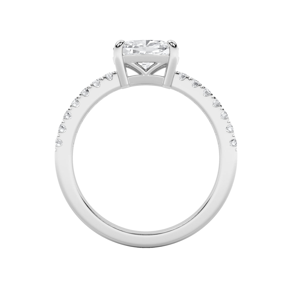 1.5CTW Elongated Cushion Lab-Grown Diamond Prong East West Accented Ring 15 Stones