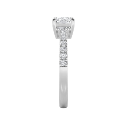 1.5CTW Elongated Cushion Lab-Grown Diamond Prong East West Accented Ring 15 Stones