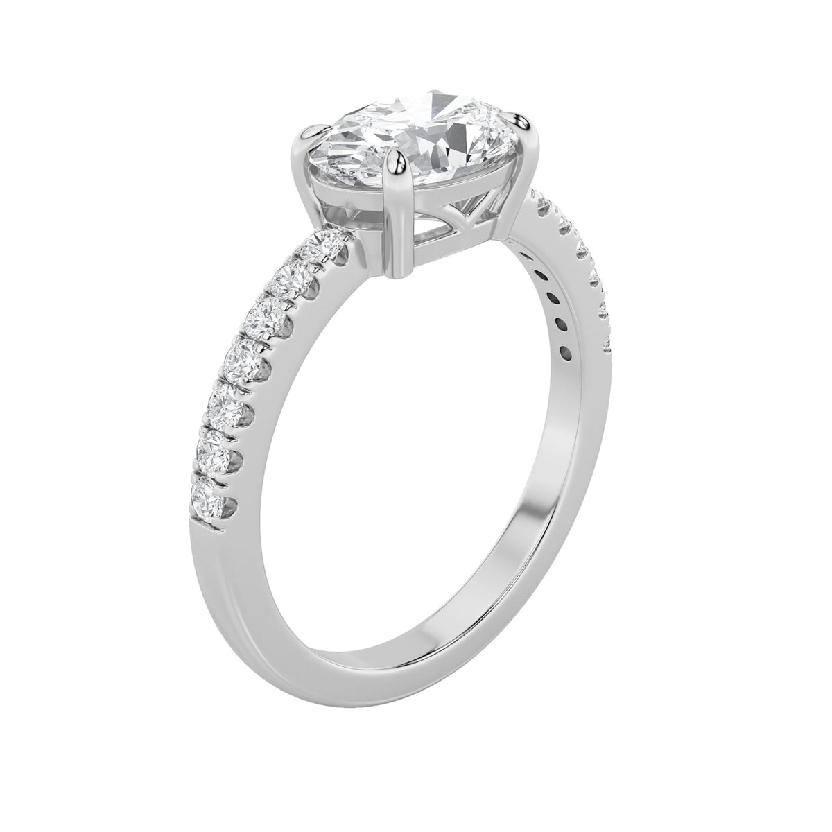 1.5CTW Oval Lab-Grown Diamond Prong East West Accented Ring 15 Stones