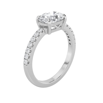 1.5CTW Oval Lab-Grown Diamond Prong East West Accented Ring 15 Stones