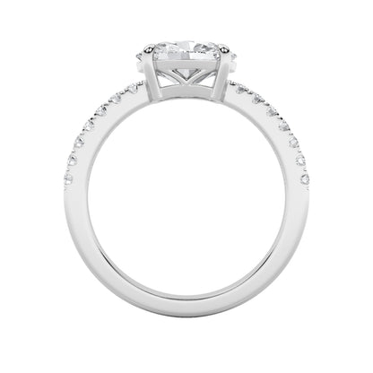 1.5CTW Oval Lab-Grown Diamond Prong East West Accented Ring 15 Stones