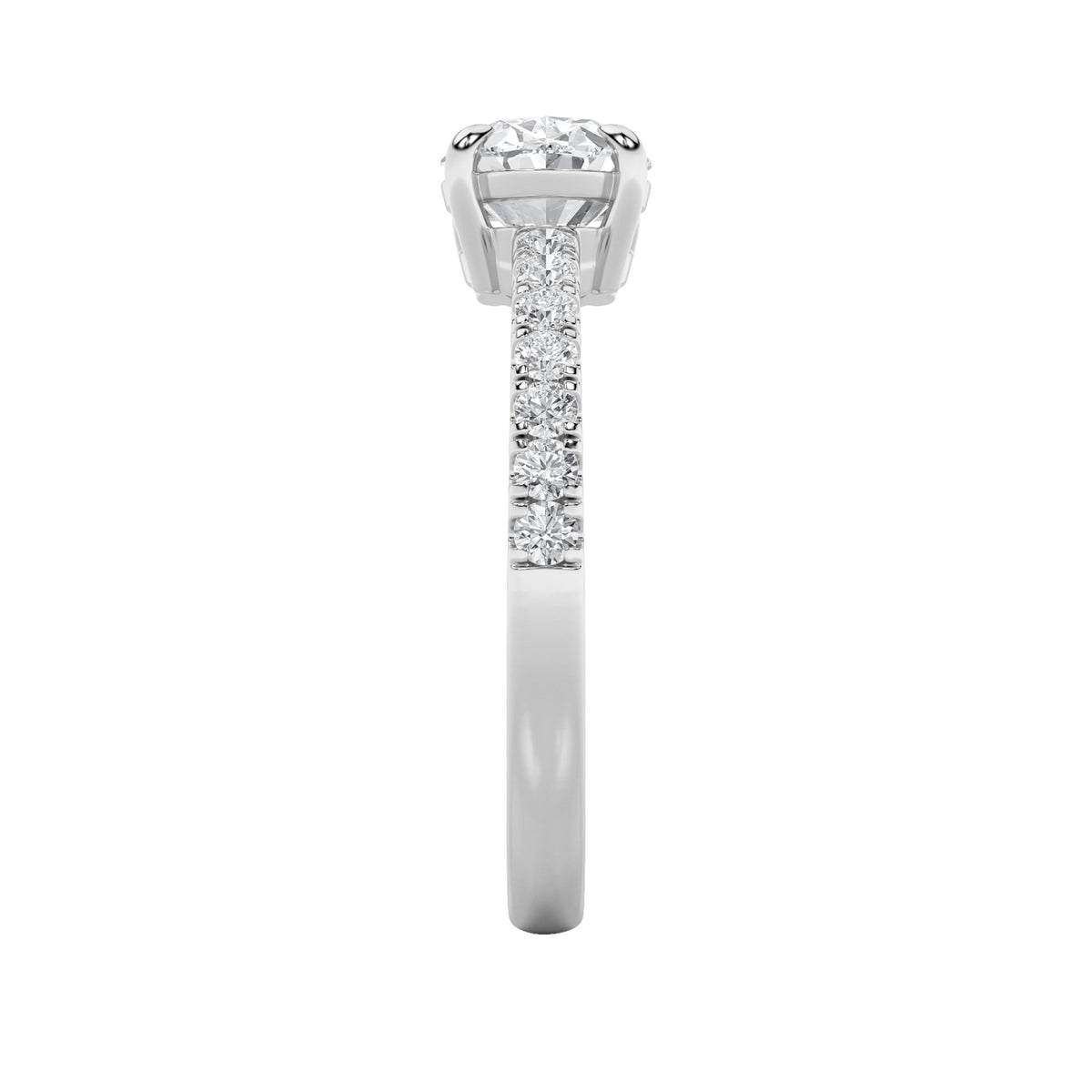 1.5CTW Oval Lab-Grown Diamond Prong East West Accented Ring 15 Stones
