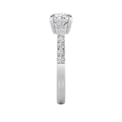 1.5CTW Oval Lab-Grown Diamond Prong East West Accented Ring 15 Stones