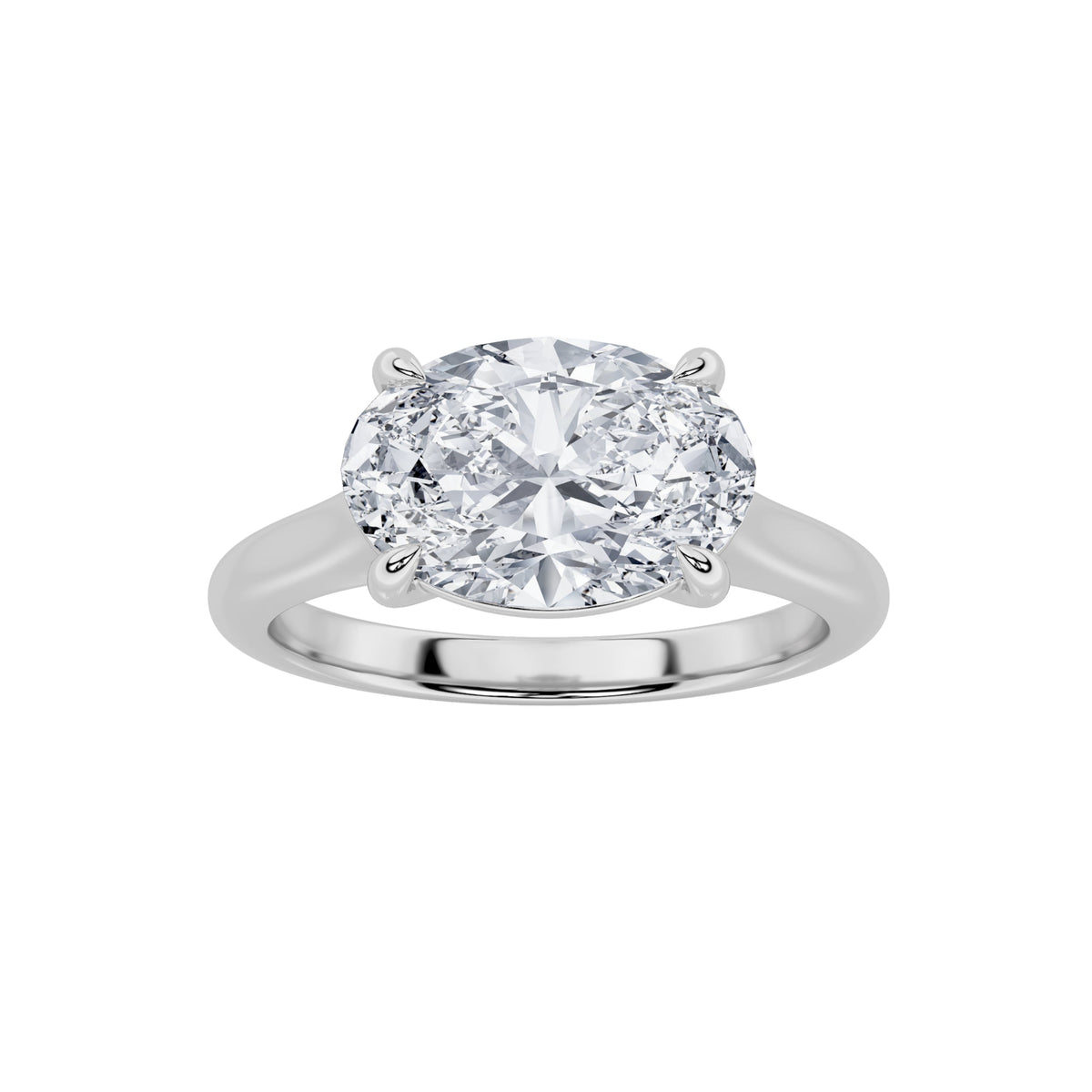 2CTW Oval Lab-Grown Diamond Prong East West Accented Ring 1 Stone