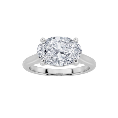 2CTW Oval Lab-Grown Diamond Prong East West Accented Ring 1 Stone