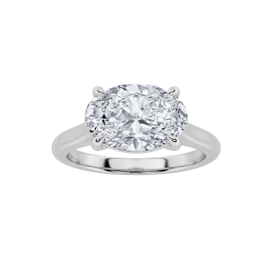 2CTW Oval Lab-Grown Diamond Prong East West Accented Ring 1 Stone