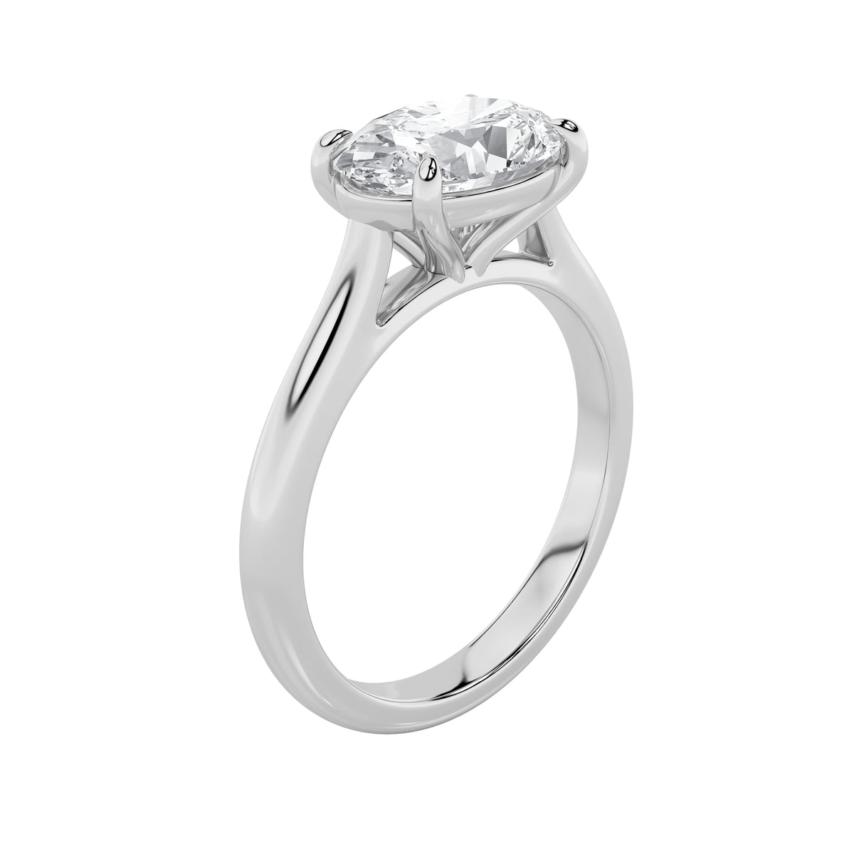 2CTW Oval Lab-Grown Diamond Prong East West Accented Ring 1 Stone