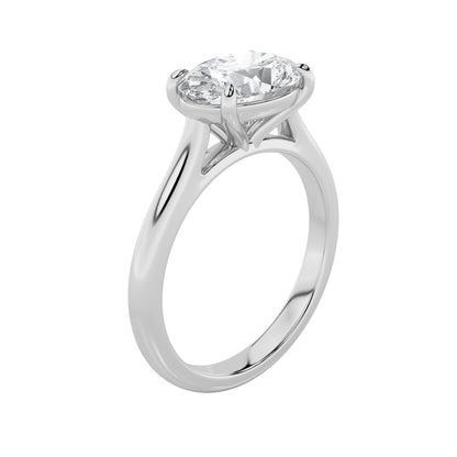 2CTW Oval Lab-Grown Diamond Prong East West Accented Ring 1 Stone