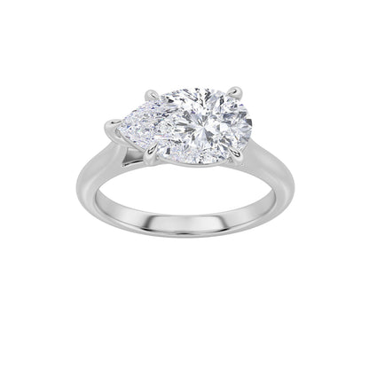 2CTW Pear Lab-Grown Diamond Prong East West Accented Ring 1 Stone