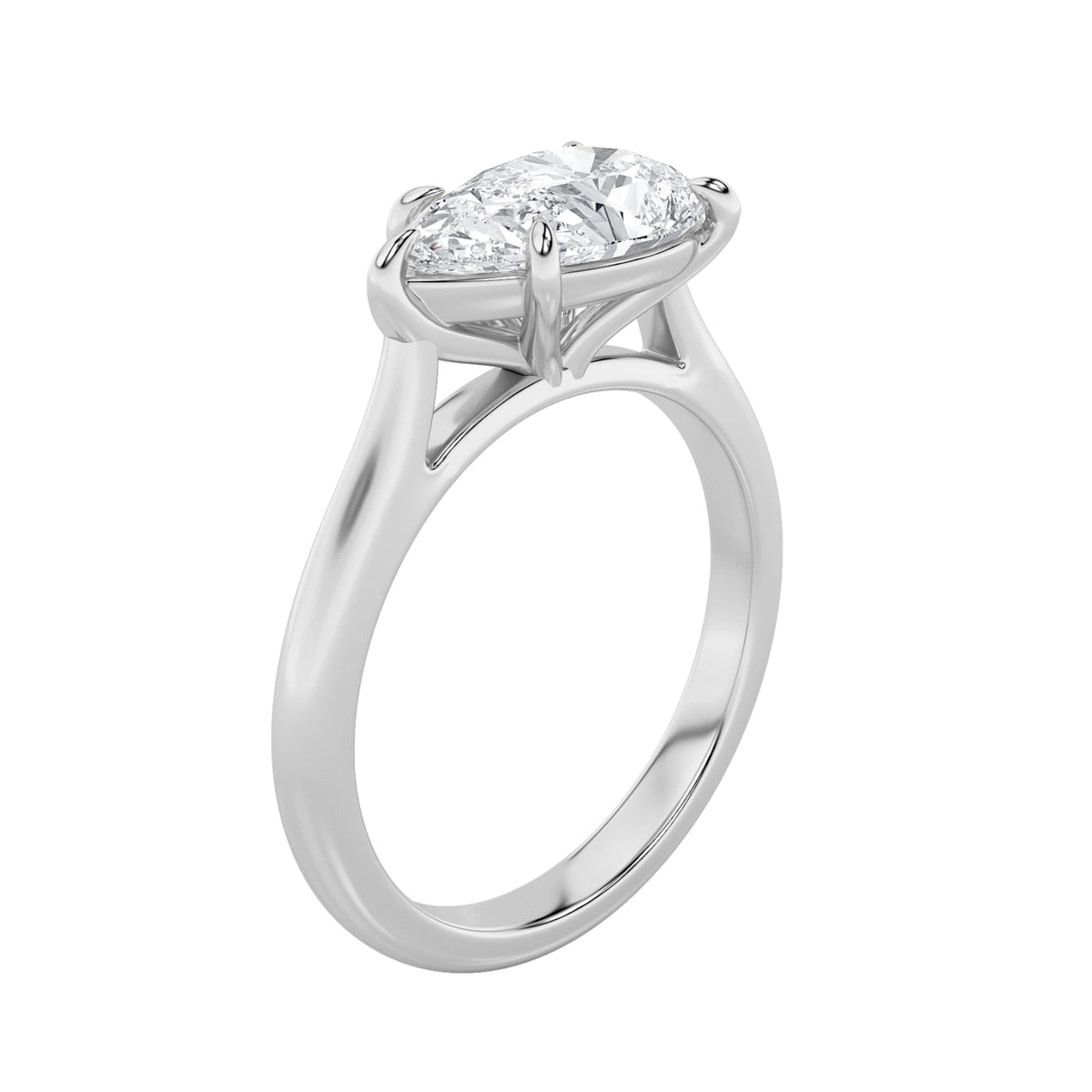 2CTW Pear Lab-Grown Diamond Prong East West Accented Ring 1 Stone