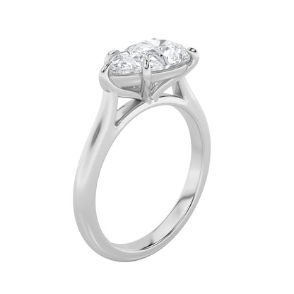 2CTW Pear Lab-Grown Diamond Prong East West Accented Ring 1 Stone