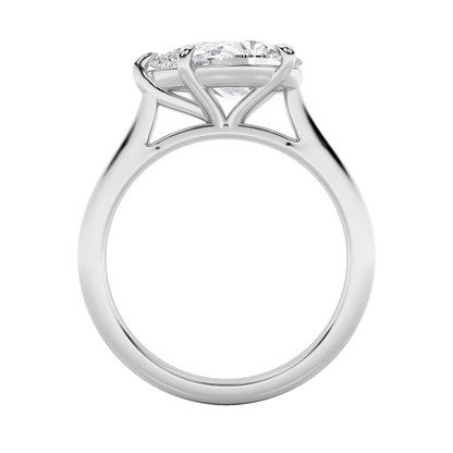 2CTW Pear Lab-Grown Diamond Prong East West Accented Ring 1 Stone