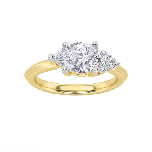 1CTW Pear Lab-Grown Diamond Prong East West Fashion Ring 4 Stones