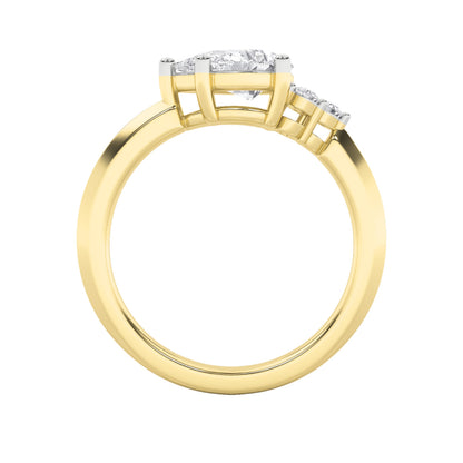 1CTW Pear Lab-Grown Diamond Prong East West Fashion Ring 4 Stones