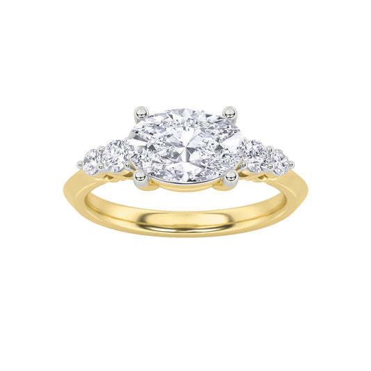 1.5CTW Oval Lab-Grown Diamond Prong East West Five Stone Ring 5 Stones