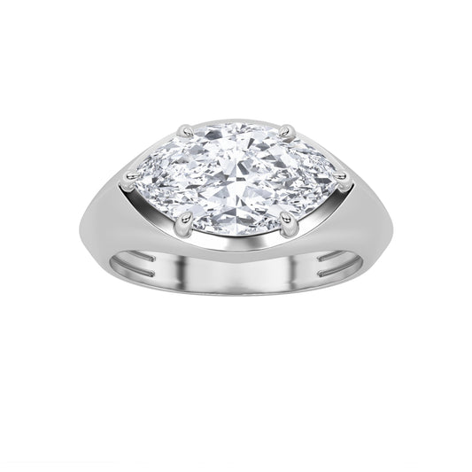 2CTW Marquise Lab-Grown Diamond Prong East West Solitaire Ring 1 Stone 2.6mm Band