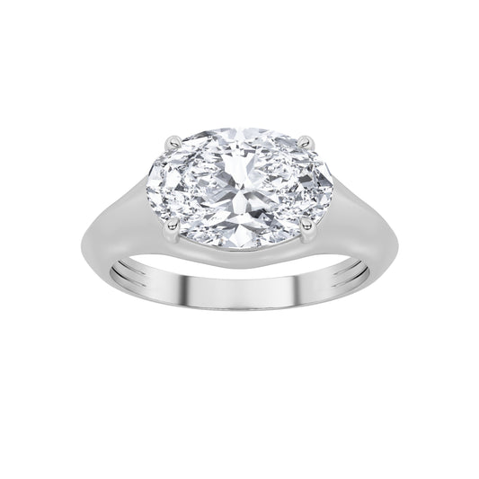 2CTW Oval Lab-Grown Diamond Prong East West Solitaire Ring 1 Stone - White Gold