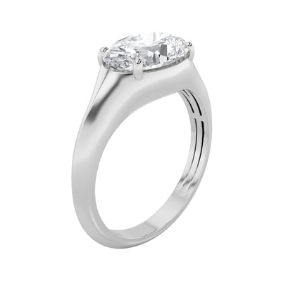 2CTW Oval Lab-Grown Diamond Prong East West Solitaire Ring 1 Stone - White Gold