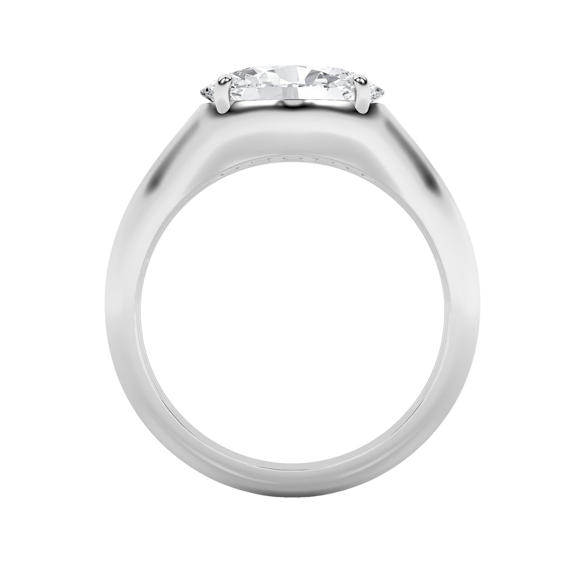 2CTW Oval Lab-Grown Diamond Prong East West Solitaire Ring 1 Stone - White Gold