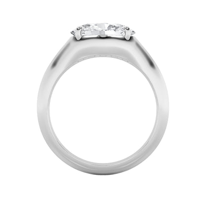 2CTW Oval Lab-Grown Diamond Prong East West Solitaire Ring 1 Stone - White Gold