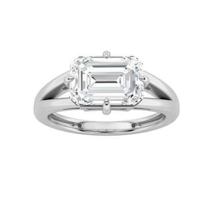 2.5CTW Emerald Lab-Grown Diamond Prong East West Solitaire Ring 1 Stone