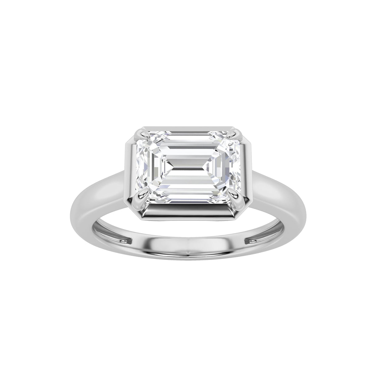 1.5CTW Emerald Lab-Grown Diamond Prong East West Solitaire Ring 1 Stone