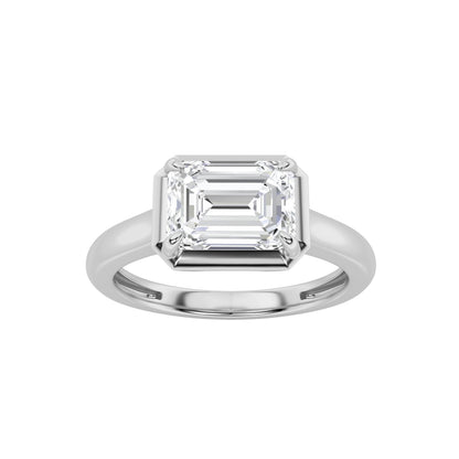 1.5CTW Emerald Lab-Grown Diamond Prong East West Solitaire Ring 1 Stone