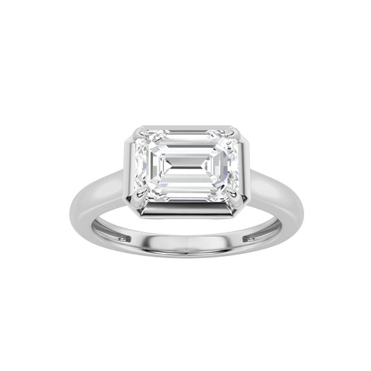 1.5CTW Emerald Lab-Grown Diamond Prong East West Solitaire Ring 1 Stone