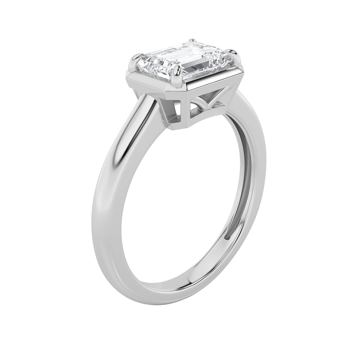 1.5CTW Emerald Lab-Grown Diamond Prong East West Solitaire Ring 1 Stone