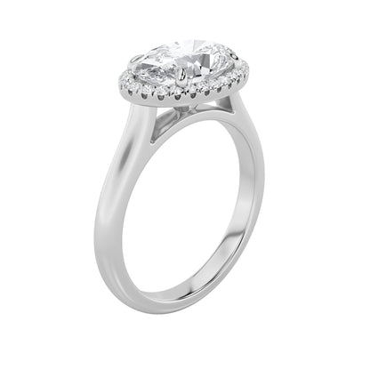 2CTW Oval Lab-Grown Diamond Prong East West Accented Solitaire Ring 27 Stones