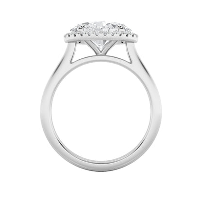 2CTW Oval Lab-Grown Diamond Prong East West Accented Solitaire Ring 27 Stones