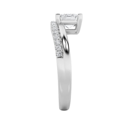 1.5CTW Emerald Lab-Grown Diamond Prong East West Accented Solitaire Ring 22 Stones