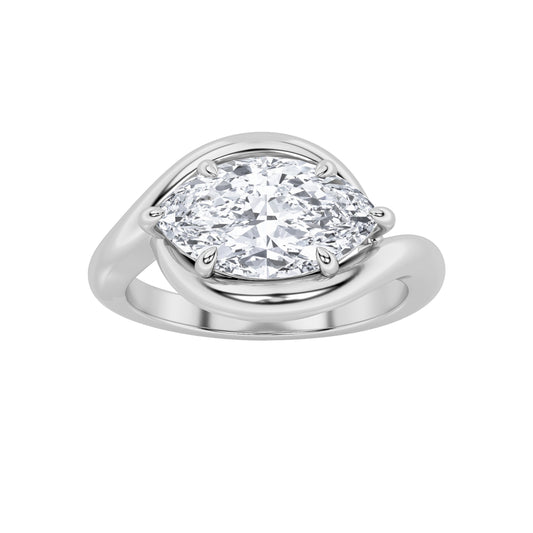 2CTW Marquise Lab-Grown Diamond Prong East West Solitaire Ring 1 Stone 2.1mm Band