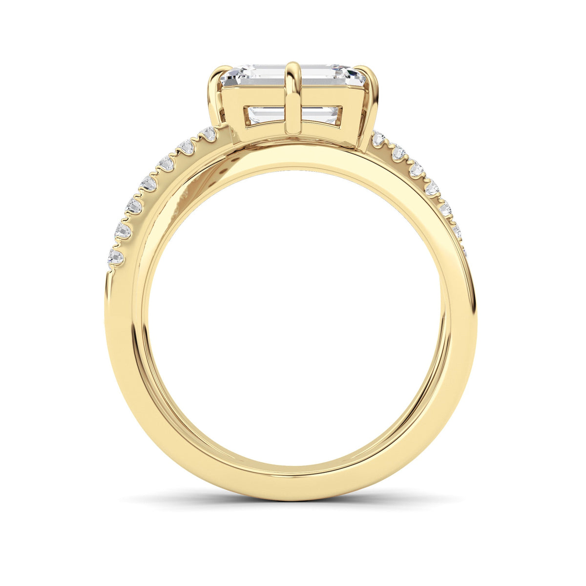 2CTW Emerald Lab-Grown Diamond Prong East West Accented Solitaire Ring 15 Stones