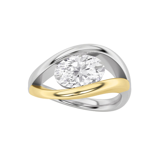 1.5CTW Oval Lab-Grown Diamond Tension East West Solitaire Ring 1 Stone