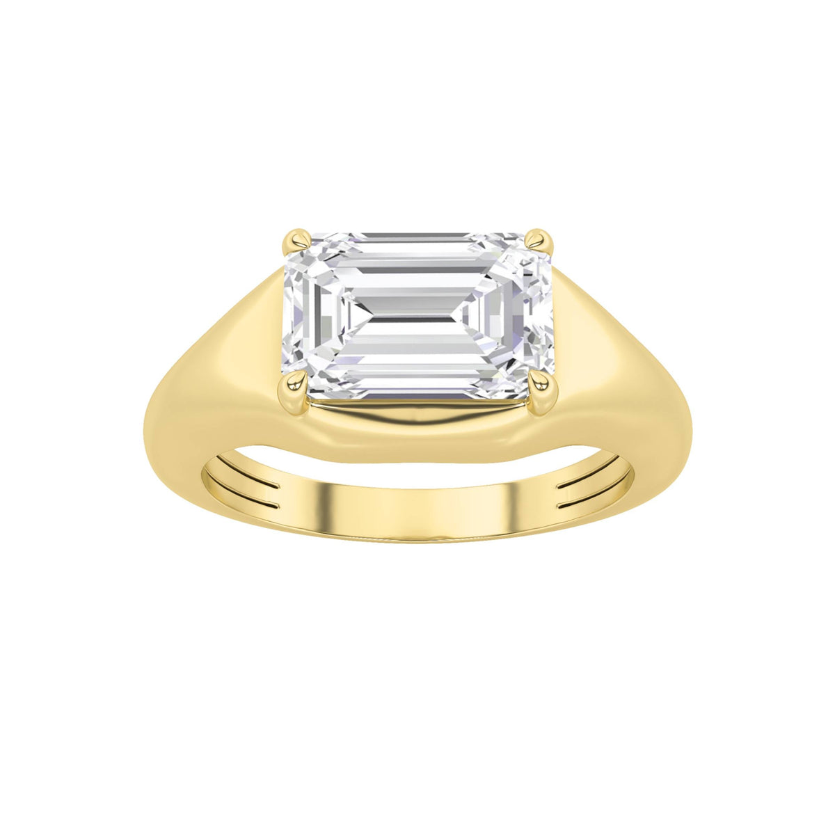 2CTW Emerald Lab-Grown Diamond Prong East West Solitaire Ring 1 Stone