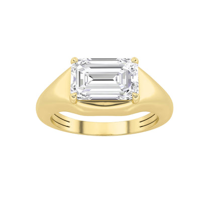 2CTW Emerald Lab-Grown Diamond Prong East West Solitaire Ring 1 Stone