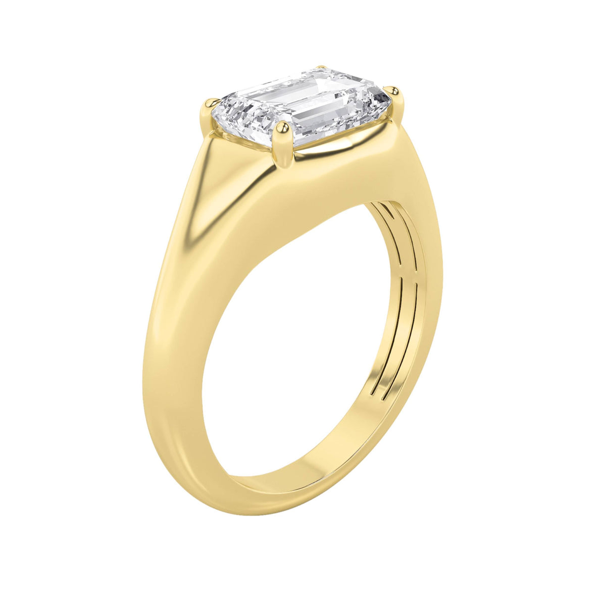 2CTW Emerald Lab-Grown Diamond Prong East West Solitaire Ring 1 Stone