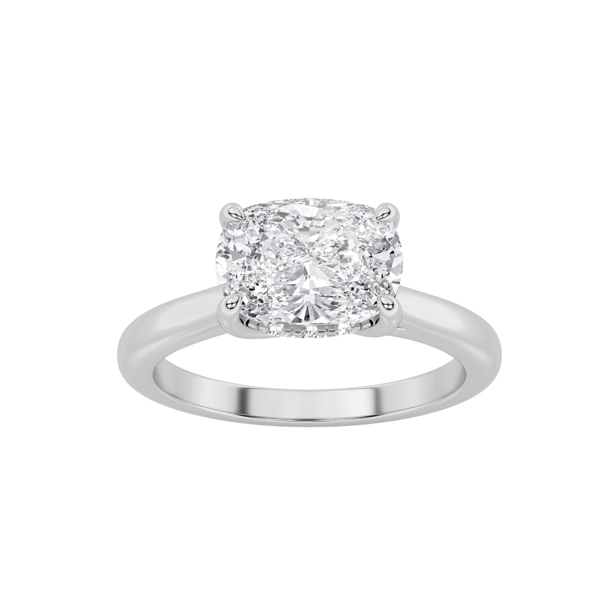 1.5CTW Elongated Cushion Lab-Grown Diamond Prong East West Solitaire Ring 11 Stones