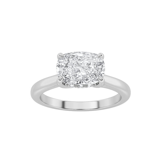 1.5CTW Elongated Cushion Lab-Grown Diamond Prong East West Solitaire Ring 11 Stones