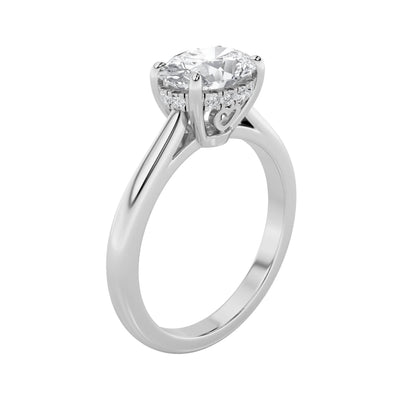 1.5CTW Oval Lab-Grown Diamond Prong East West Solitaire Ring 13 Stones