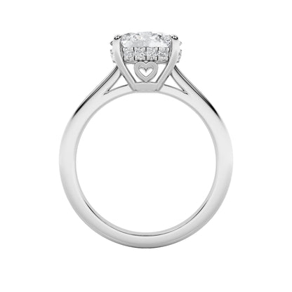 1.5CTW Oval Lab-Grown Diamond Prong East West Solitaire Ring 13 Stones