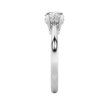 1.5CTW Oval Lab-Grown Diamond Prong East West Solitaire Ring 13 Stones