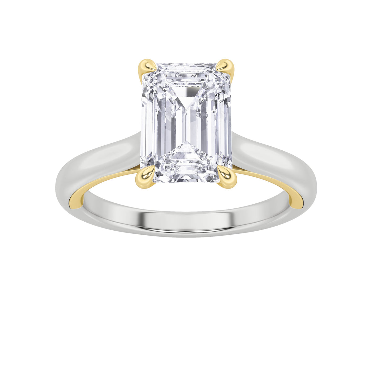 2CTW Emerald Lab-Grown Diamond Prong Solitaire Engagement Ring 11 Stones