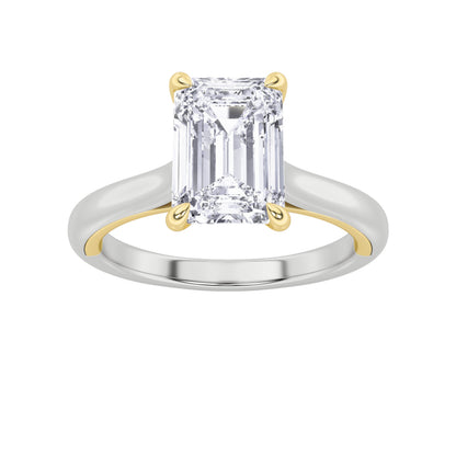 2CTW Emerald Lab-Grown Diamond Prong Solitaire Engagement Ring 11 Stones
