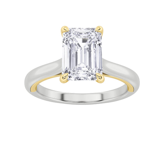 2CTW Emerald Lab-Grown Diamond Prong Solitaire Engagement Ring 11 Stones